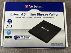 GENUINE VERBATIM External Slimline USB 3.2 Gen 1 Blu-Ray Writer (FREE SHIPPING) - Photo 1/4