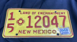 1968 New Mexico License Plate 15-12047 YOM DMV Clear Ford Chevy Dodge Plymouth - Picture 1 of 4