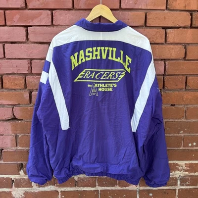 Vintage 90s Asics Windbreaker Nashville Racers Run Club Purple Track Jacket XL  - Image 1 of 4