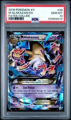 2016 POKEMON XY FATES COLLIDE M ALAKAZAM EX #26 PSA 10 GEM MINT #129856914 - Image 1 of 2
