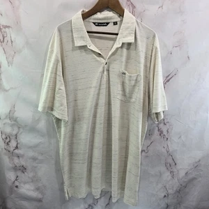 Travis Mathew Shirt Mens 3XL Beige Cream Polo Stripe Short Sleeve Pima Cotton  - Picture 1 of 11