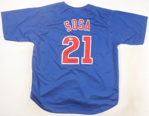 Sammy Sosa signiertes Trikot Cubs royalblau XL Beckett COA beschriftet "609 HRs" ⚾🧢 - Bild 1 von 3