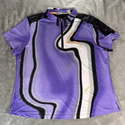 Топ для гольфа женский Jamie Sadock 1/4 на молнии XL фиолетовый оранжевый черный Swirl Performance - Изображение 1 из 4