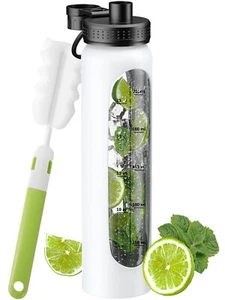 Glass Water Bottles 32 Oz with Silicone Sleeve Drinking Hydration Bottles Reusab - Picture 1 of 8