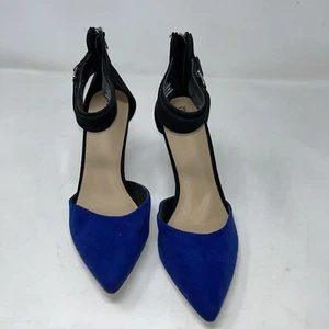 Blue Point Toe Suede Pumps Women's 10 Mossimo Supply Ankle Strap Zip Heels - Picture 1 of 7