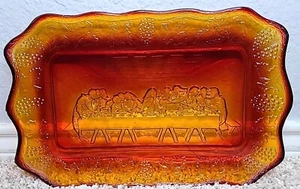 Vintage Indiana Glass Tiara Amberina "Last Supper" Platter/Tray 11”x7” - Picture 1 of 4