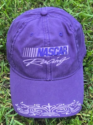 Nascar Racing Women Baseball Cap Buckleback Hat Purple Canvas Embroidery & Bling - Image 1 of 4