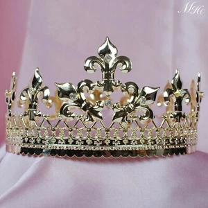 3.5" King Prince Tiara Diadem Round Crown Wedding Pageant Party for Men - Picture 1 of 4