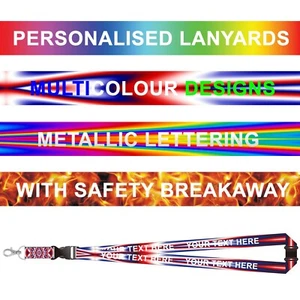 Cordones estampados o estampados - Cordones personalizados personalizados correas para el cuello con texto - Imagen 1 de 15