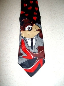 Corbata De Colección 1996 Taz Devil Graduate Parodia Corazones Amor Looney Tunes Keith Daniel - Imagen 1 de 9