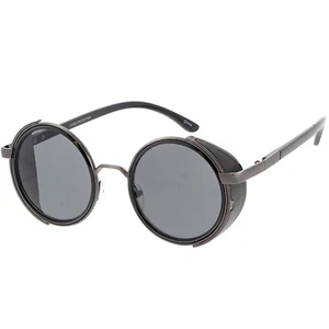 Steampunk Sonnenbrille Seitenschutzbrille Retro Metall Cyber Rund Brille UVA/B - Bild 1 von 19