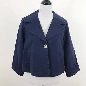 NEU Tria Jacke Mantel Größe Large blau Baumwolle Elasthan verlängerter Rücken ein Knopf - Bild 1 von 10