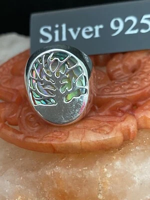 Anillo de sello árbol de la vida concha de plata y Albany Foto 1 de 4