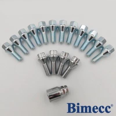 Pernos de rueda M14x1.25, 27mm Bimecc (Cromo) x 12+ Cerraduras para BMW X4 - F26, G02 Foto 1 de 4