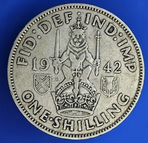 British Coin - 1942 George VI Scottish shilling, 50% silver coin    [32609] - Picture 1 of 2
