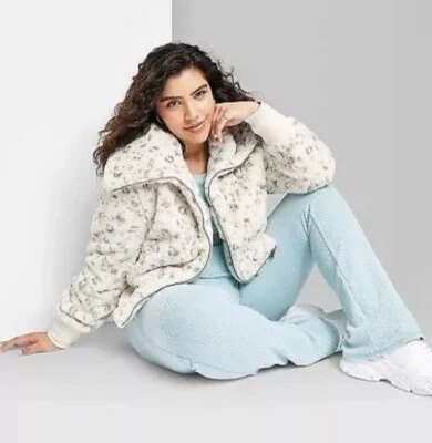 Womens XXL Leopard Faux-Fur Bomber Jacket Coat New Sealed. $45 retail  - Image 1 of 4