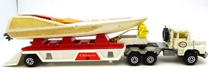 MAJORETTE VINTAGE SCANIA SEMI TRAILER WITH POWER BOAT LOAD - RARE - Picture 1 of 4