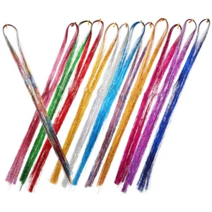 Haarverlängerung rund gehäkelt mit Ring Miss Extensions bunt Lametta - Bild 1 von 12
