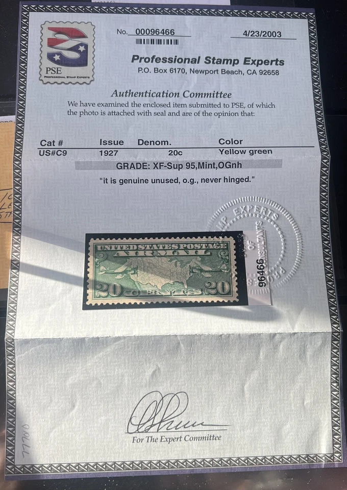 1927 US Airmail  Stamp C9 20c Graded 95 PSE  - Image 1 of 3