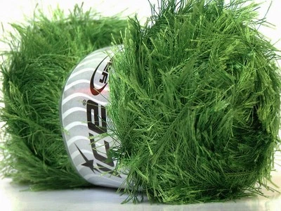 Large 100 gr Jungle / Grass Green Eyelash Yarn #22741 Ice Packer's Green Fun Fur - Image 1 of 3