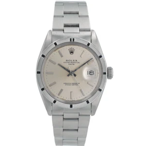 Rolex Mens Watch Date 1501 34mm Silver Index Engine Turned Steel Oyster - Picture 1 of 10