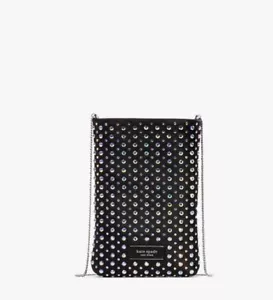 kate spade Swing Crossbody Crystal Embellished Phone Pouch Black Multi NWT - Picture 1 of 6