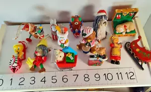 Christmas Ornaments 15 Mostly Vtg Hallmark Wood Glass Resin Flocked 1970s And Up - Picture 1 of 16