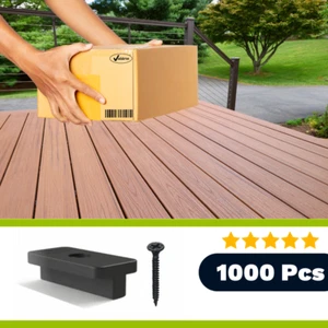 1000 pcs Composite Decking Clips T-Clip Hidden Fixings and Screws - Picture 1 of 5