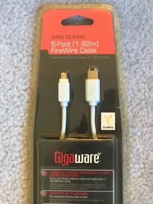 Gigaware 6 Foot(1.82m) FireWire Cable 4 PIN To 6 PIN 1500006 - Image 1 of 2