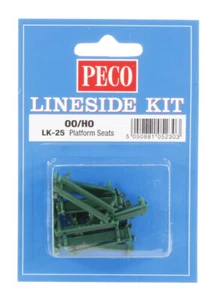 Peco Products LK-25 OO/HO Gauge (1:76 Scale) Platform Seats - Green x 12 - NEW - Picture 1 of 2