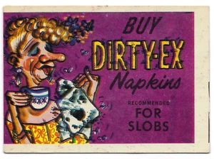 1960 Leaf Foney Ads MR. FONEY'S FUNNIES Card #56 DIRTY-EX NAPKINS nm- o/c - Picture 1 of 2