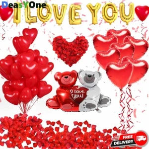 40Pcs I Love You Balloons Heart Balloons & 1000Pcs Rose Petals Party Decorations - Picture 1 of 9