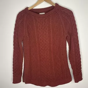 Maglione maglia cavo pescatore cotone firmato LL Bean marrone donna taglia XS tunica - Foto 1 di 8