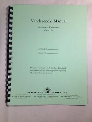 Vandercook #4 Proof Press Operating Instructions and Parts Manual - Image 1 of 4