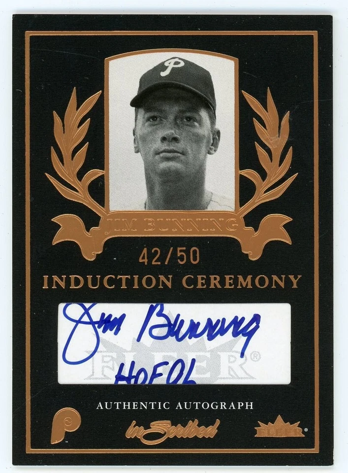 2004 Fleer Inscribed JIM BUNNING Philadelphia Phillies Induction AUTO /50 - Image 1 of 1