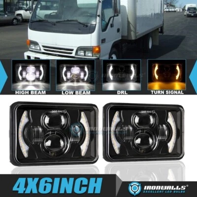 Светодиодные фары дальнего света указатели поворота для Isuzu FTR FRR NQR FSR NPR 4x6 дюймов - Изображение 1 из 4