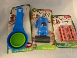 Lot of 3 Bow Wow Pals Waste Bags Dispenser, Waste Bags, & Clip Scoop