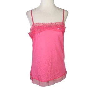 Vintage Y2K Cruel Girl Hot Pink Lace Trim Cami Tank Top L - Picture 1 of 5