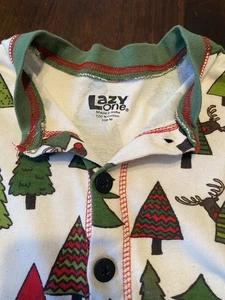 Lazy One Union Suit Pajamas Unisex Medium Green Christmas Trees No Peeking Flap - Picture 1 of 11