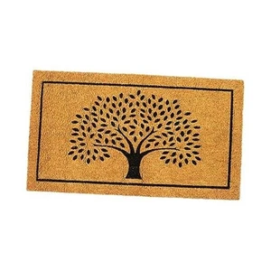Welcome Doormats, Natural Coco Coir Mats with Non-Slip PVC Backing, Tree Print - Picture 1 of 7