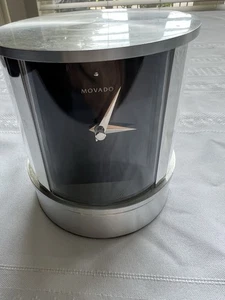 Orologio da scrivania Movado moderno moderno alluminio spazzolato termometro igrometro - Foto 1 di 6