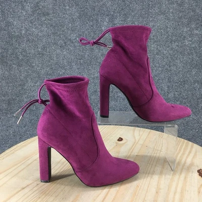 JustFab Boots Womens 7 Jesyna Ankle Bootie Purple Lace Up Ankle Top Block Heels - Image 1 of 4