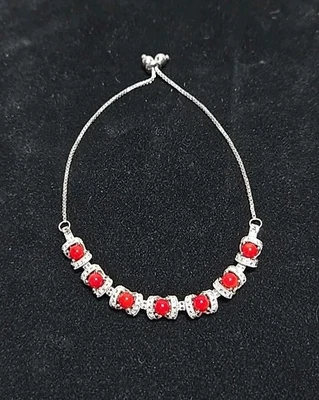 QVC Sterling Silver Oval Carnelian Adjustable BOLO Bracelet - Image 1 of 4