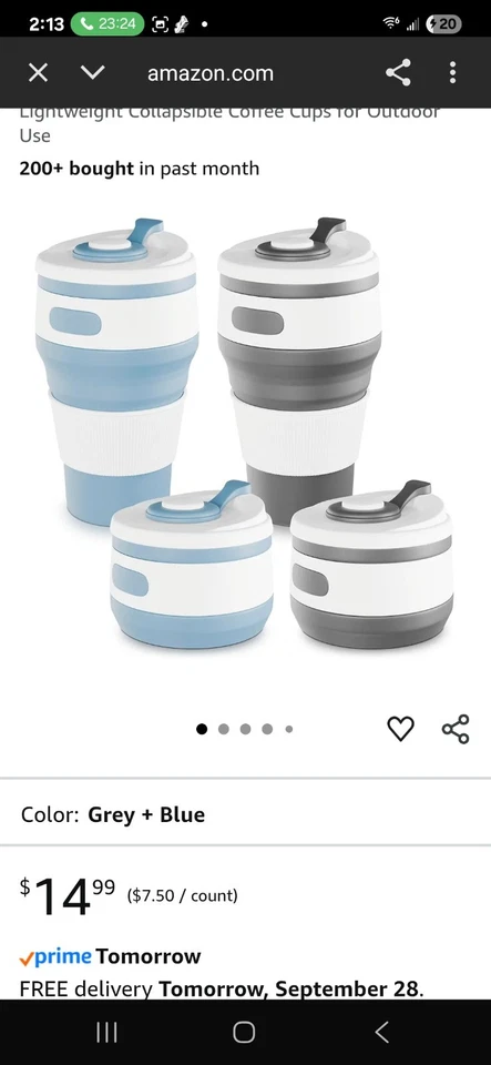 Taza Silicona Plegable Azul Y Gris Foto 1 de 1