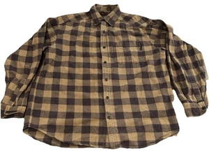 Wolverine Flannel Shirt Heavy Cotton Beige Brown Plaid Long Sleeve Mens XL A1P4 - Picture 1 of 7