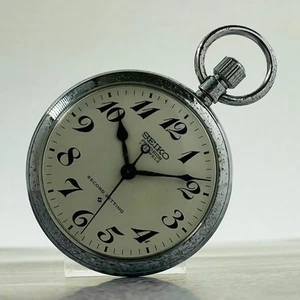 Men s pocket watch in good working condition SEIKO hand wound 21 jewels 6110 001 - Picture 1 of 10