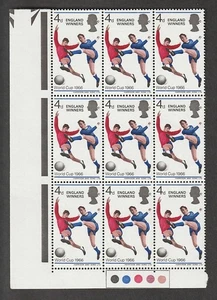 FÚTBOL INGLATERRA GANADORES 1966 SG700 T/L esquina bloque de 9 sin montar como nuevo - curva - Imagen 1 de 2