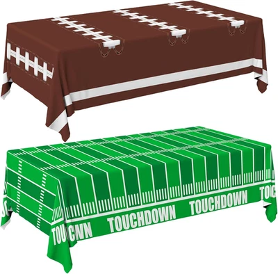 Mantel desechable de plástico para decoraciones de fiestas de fútbol cubierta de mesa de touchdown f Foto 1 de 4