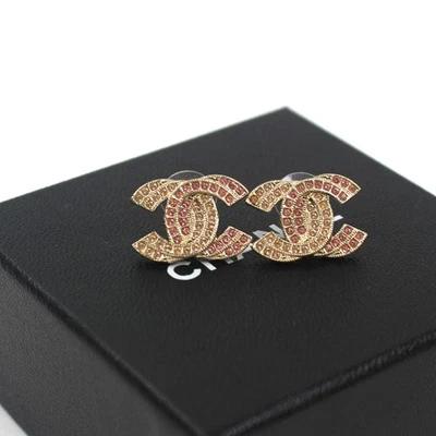 CHANEL CC Logo Gold-Plated Pink Crystal Limited Earrings 143740149 - Bild 1 von 4