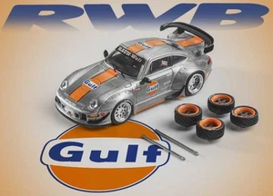 PORSCHE 911 - RWB993 GT Wing + Wheel Set  - GULF - Fast Speed 1:64 - Picture 1 of 6